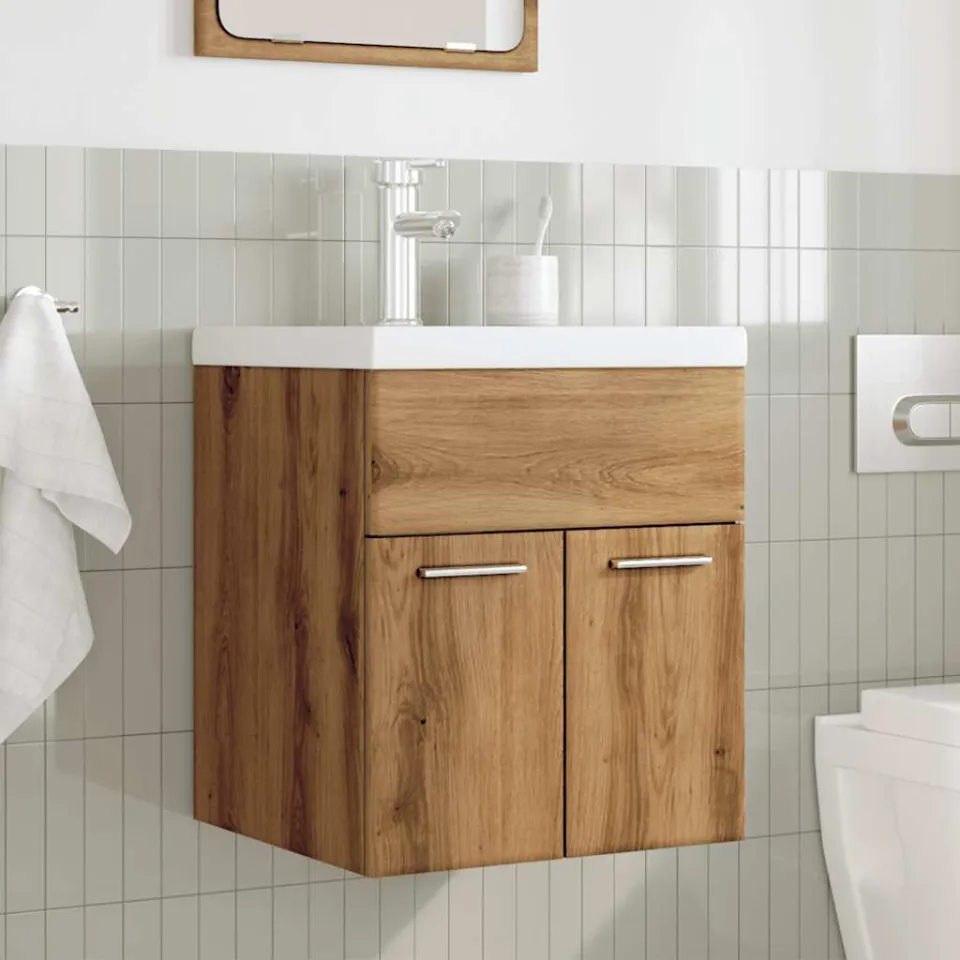 vidaXL 2-delige Badkamermeubelset bewerkt hout artisanaal eikenkleur, foto 2