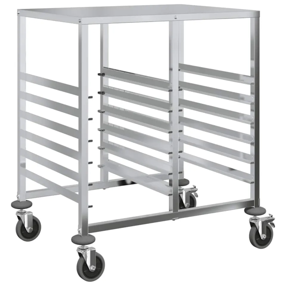 vidaXL Dienbladenwagen met 12 GN-bakken 75x55x87 cm roestvrij staal Zilver