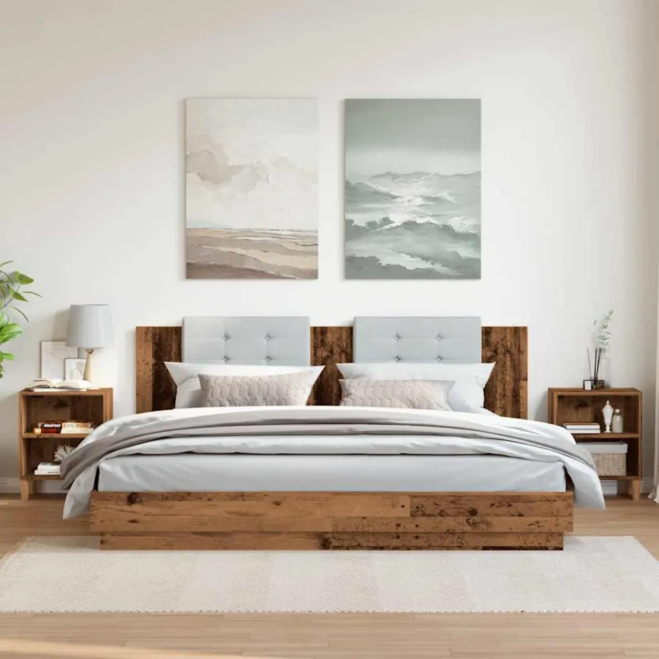 vidaXL Nachtkastjes 2 st 40x30x50 cm bewerkt hout oud houtkleurig bruin, foto 2