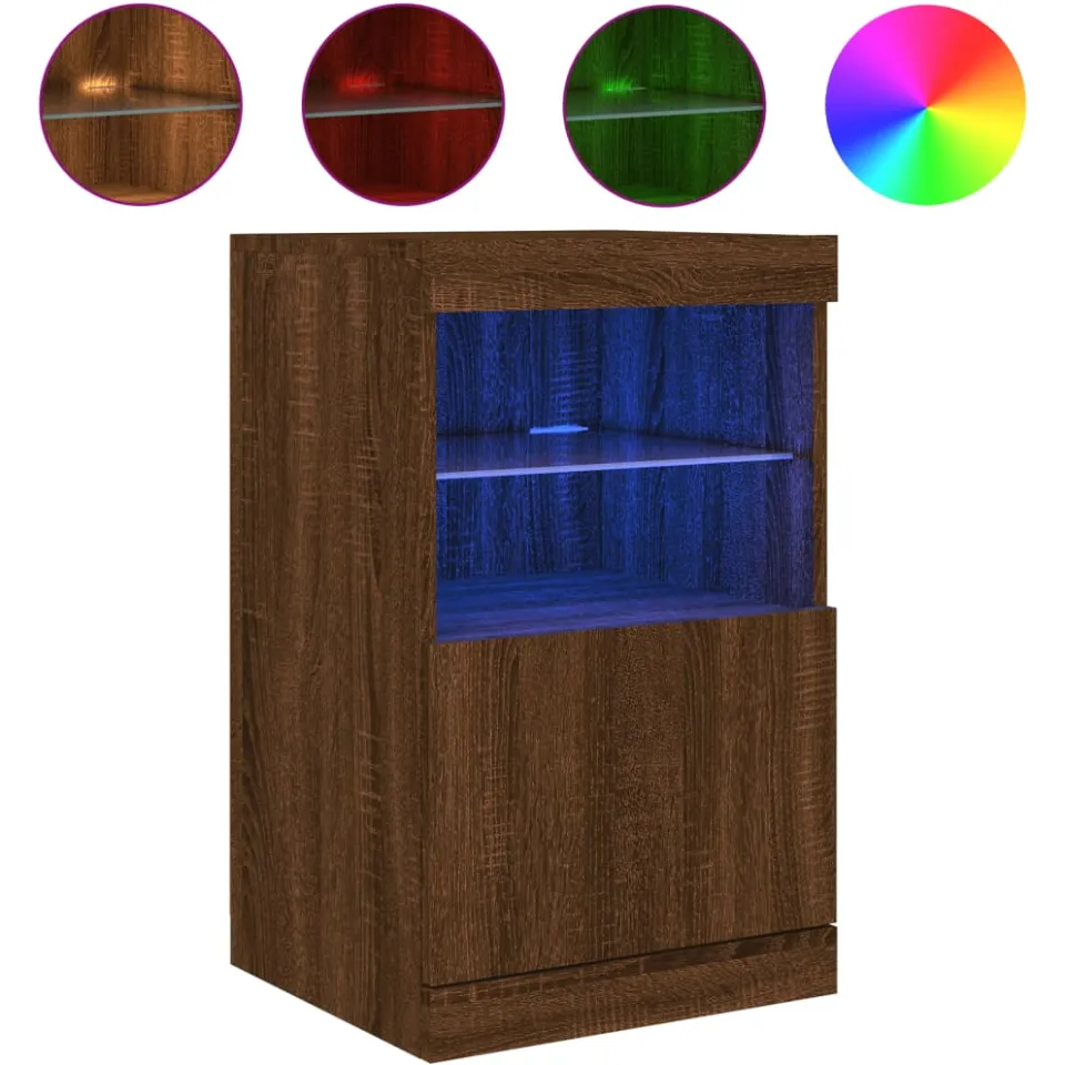 vidaXL Dressoir met LED-verlichting 41x37x67 cm bruin eikenkleur, foto 4