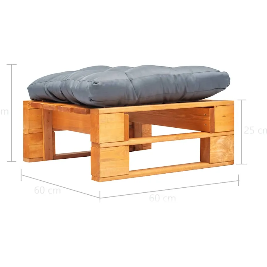 vidaXL Tuinpoef met grijs kussen pallet hout honingbruin, foto 3