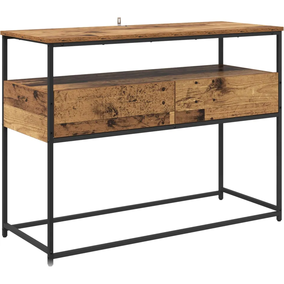 vidaXL Wandtafel Oud Hout 100 x 40 x 75 cm Bewerkt hout bruin, foto 2