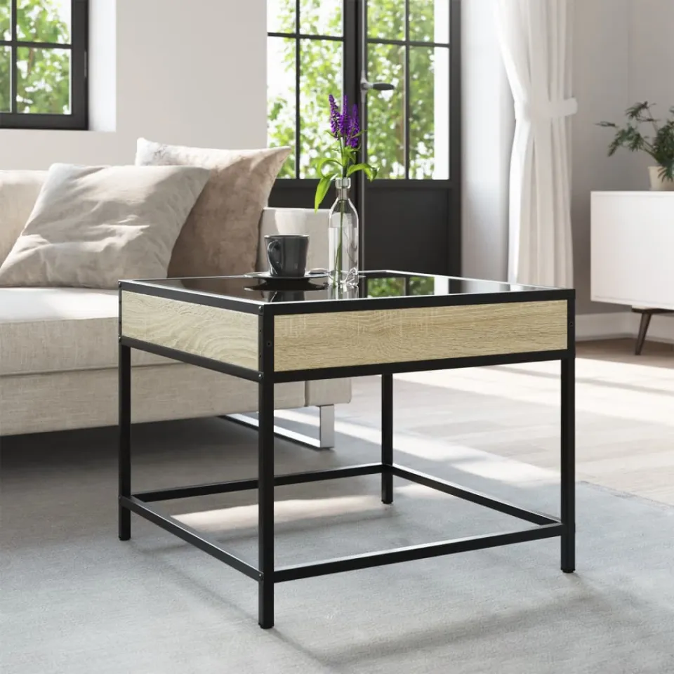 vidaXL Salontafel met Infinity LED 50x50x41 cm sonoma eikenkleurig Bruin