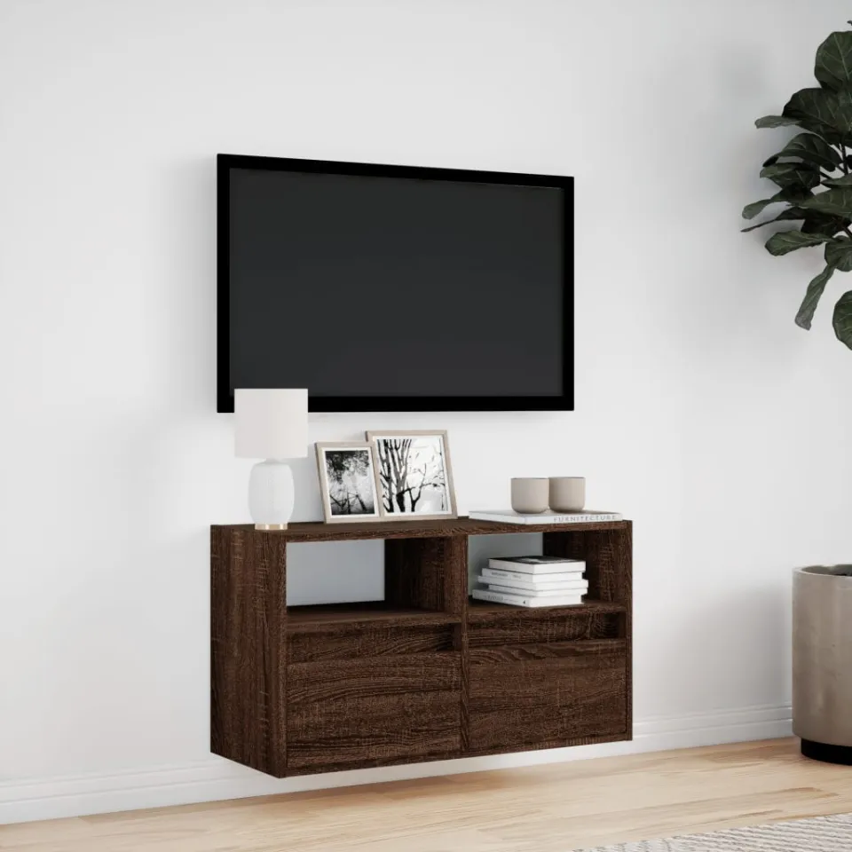 vidaXL Tv-wandmeubel met LED-verlichting 80x31x45 cm bruin eikenkleur, foto 3