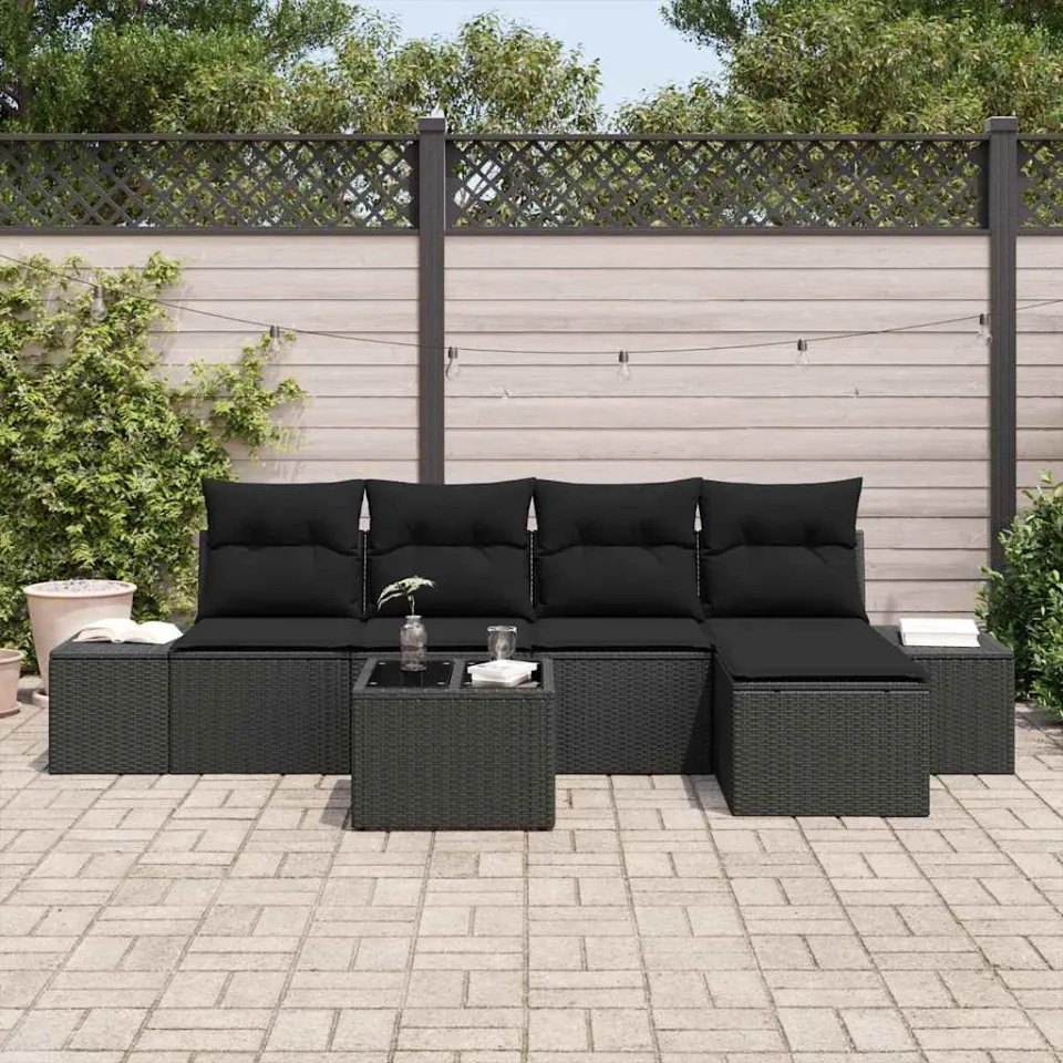 vidaXL Tuin Sofa Set 5 st Zwart poly rattan, foto 3