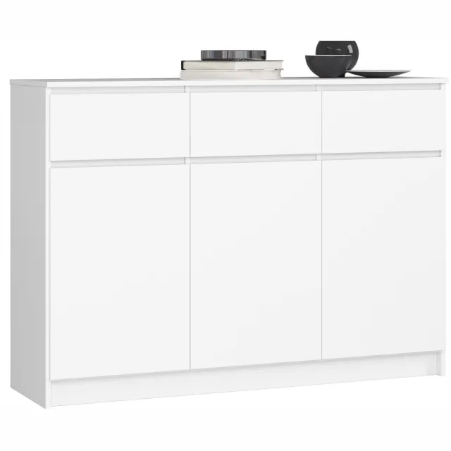 Akord Ladekast K140 met 3 Lades en 3 Deuren / AKORD Furniture Factory / Wit / 138 x 99 x 40 cm