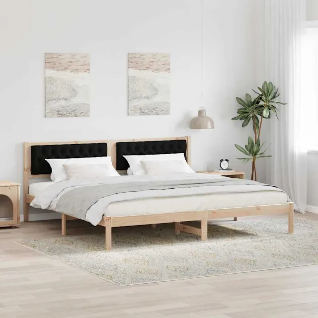 vidaXL Bedframe met hoofdeinde Zwart 200 x 200 cm Massief grenenhout Bruin