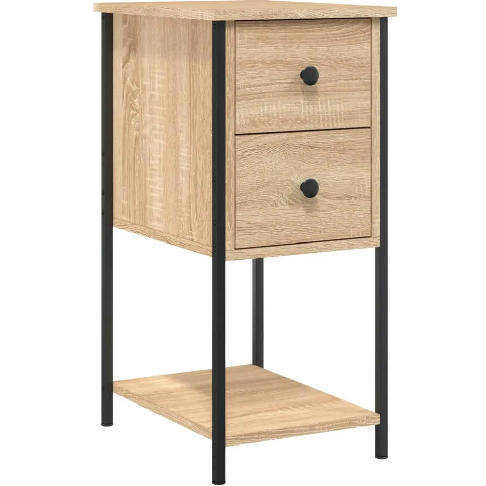 vidaXL Nachtkastjes 2 st 32x42x70 cm bewerkt hout sonoma eikenkleurig, foto 3