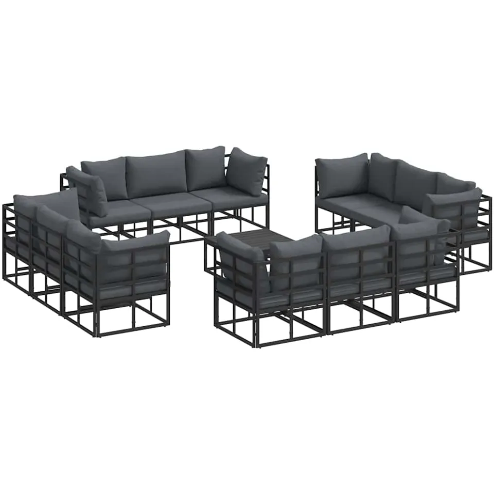 vidaXL Tuinbankenset 13 st Zwart Metaal