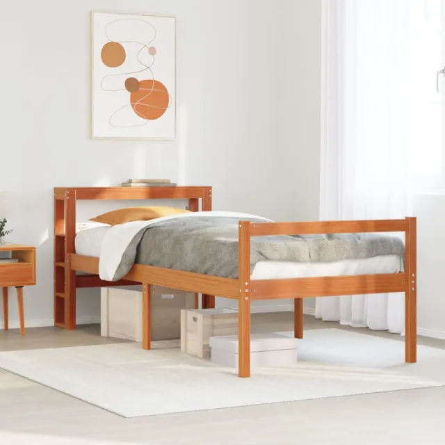 vidaXL Bed Frame Wasbruin 75 x 190 cm Solid Pine Wood, Plywood
