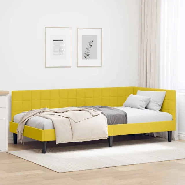 vidaXL Hoekbedframe Geel 100 x 200 cm fluweel