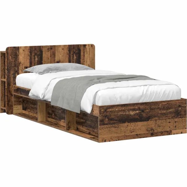 vidaXL Bedframe met opslag Oud hout 80 x 200 cm Bewerkt hout Bruin
