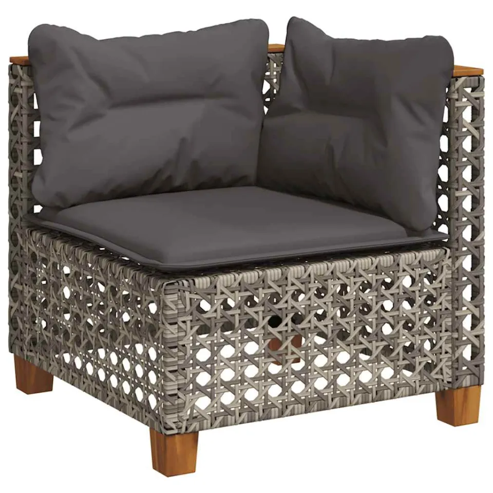 vidaXL 7-delige Loungeset met kussens poly rattan grijs, foto 4