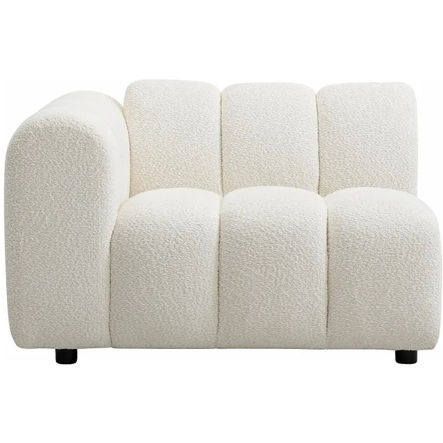 Vente-unique Fauteuil met rechtse rugleuning - Hoek links - Boucléstof - Gebroken wit JUTINI