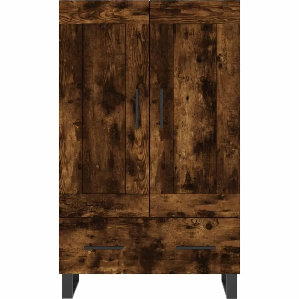 vidaXL Hoge kast 69,5x31x115 cm bewerkt hout gerookt eikenkleurig Bruin