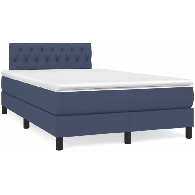 vidaXL Boxspring met matras en LED stof blauw 120x190 cm