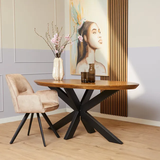 Starfurn Eettafel Brandy - Ovaal Naturel Mangohout - 160x90x76cm