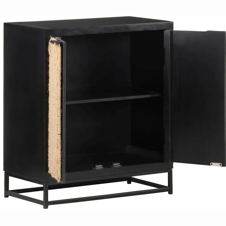 vidaXL Dressoir 60x35x70 cm massief mangohout zwart, foto 3