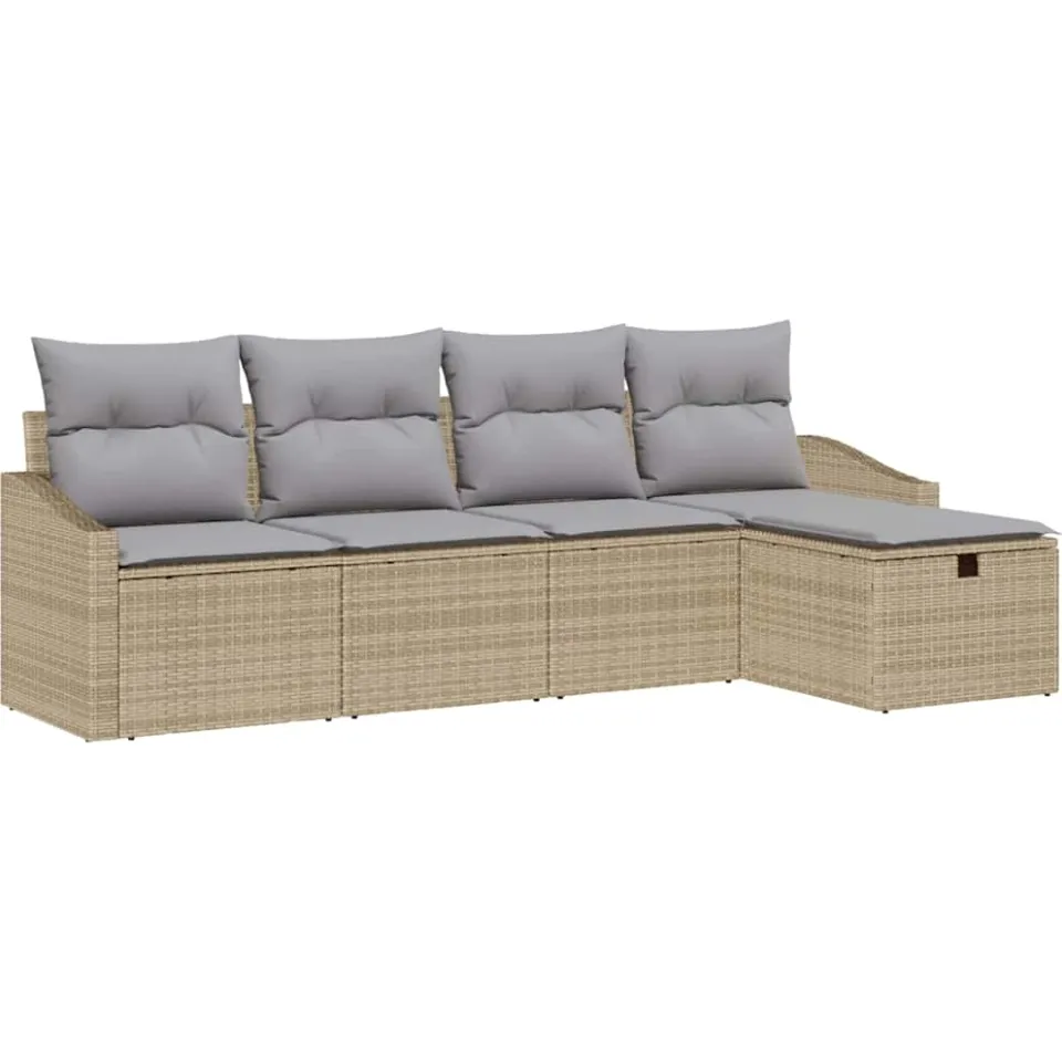 vidaXL Bankstel 6 st poly rattan beige, foto 4