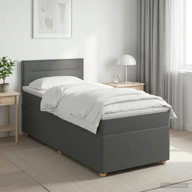 vidaXL Boxspringbed met matras Donkergrijs 90 x 190 cm Stof