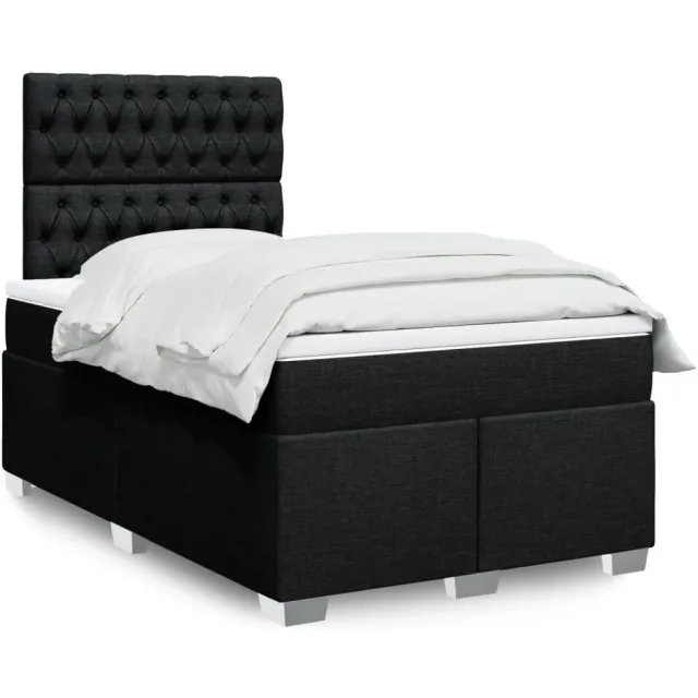 vidaXL Boxspring met matras stof zwart 120x190 cm
