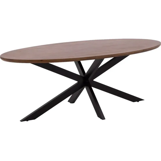 Goossens Eettafel Nilo - 210 x 76 x 100 - mango - bruin - ovaal mango naturel gelakt