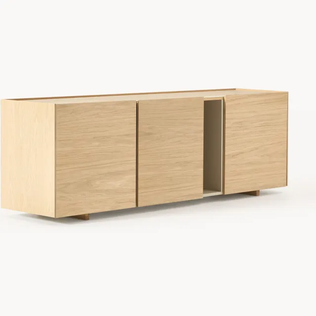 Westwing Collection Houten dressoir Larsen, B 200 cm Beige