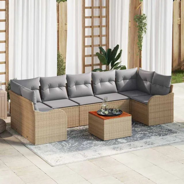 vidaXL Tuinbankenset 8 st Beige poly rattan, foto 2