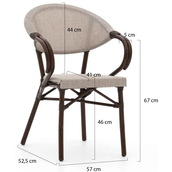 Forza Furniture Forza Alserio dining tuinstoel stapelbaar taupe, foto 3
