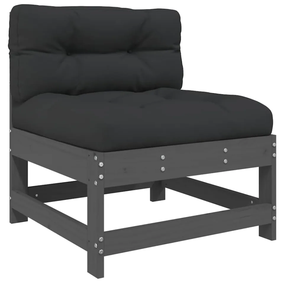 vidaXL 6-delige Loungeset met kussens massief hout grijs, foto 4
