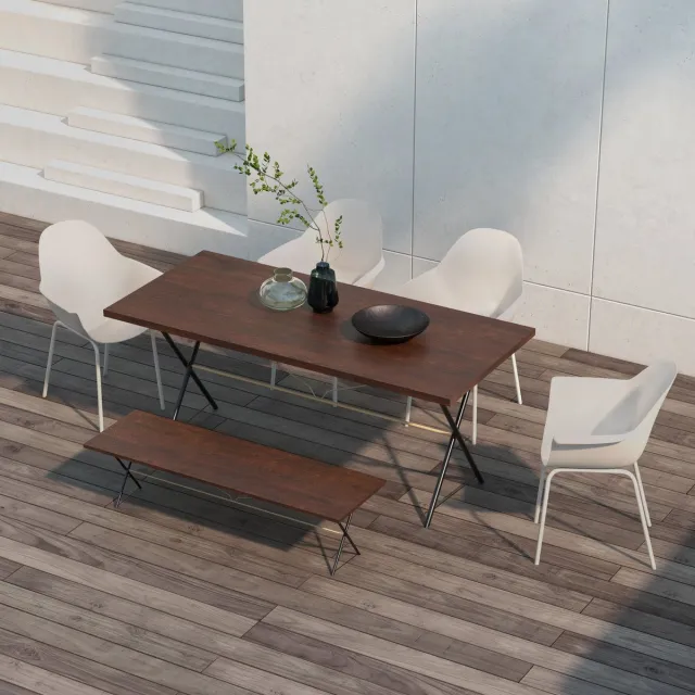 OKWISH Tuinstoel Set 4 Stuks 59 X 55 X 84 Cm - Stapelbaar Met Armleuningen En Hoge Rugleuning - Voor Balkon En Terras - Staal - Grijs