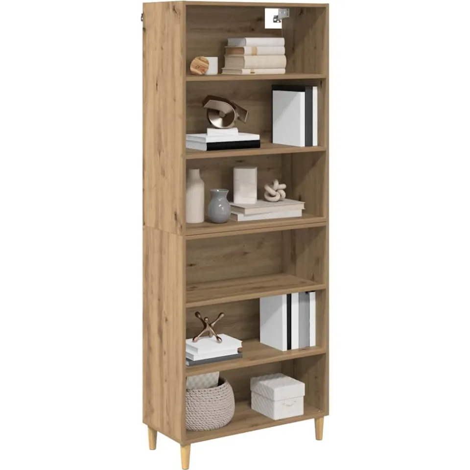vidaXL Hoge kast Artisan Eiken 69,5 x 32,5 x 180 cm Bewerkt hout Bruin
