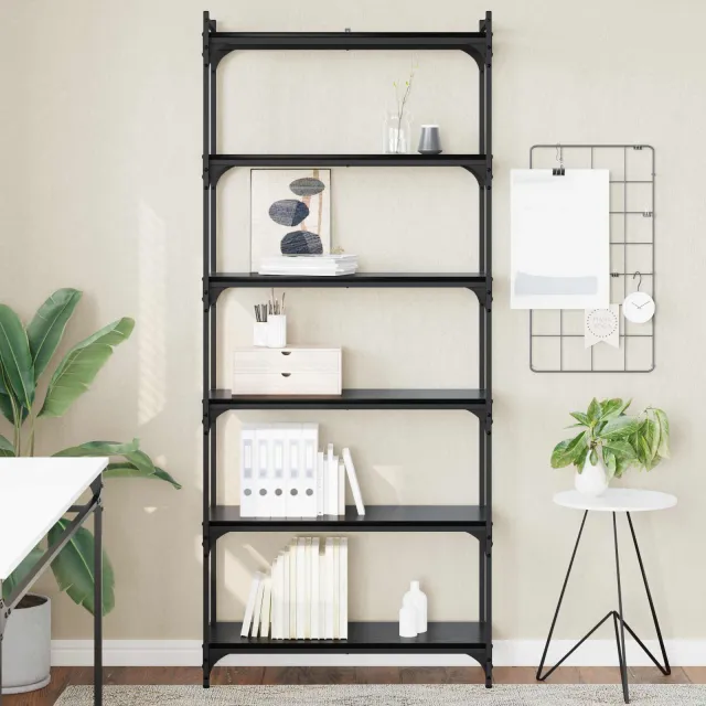 vidaXL Boekenkast 6-laags 80 x 30 x 188 cm Bewerkt hout Zwart eiken