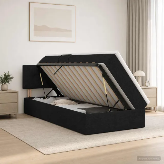vidaXL Opbergbed met matras met hoofdeinde Zwart 100 x 200 cm fluweel
