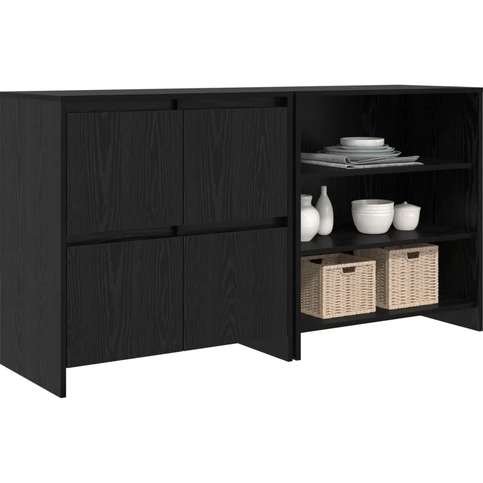 vidaXL Dressoir 2 st Zwart Eiken 70 x 41 x 75 cm Bewerkt hout