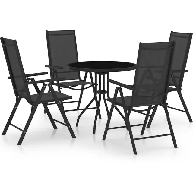 vidaXL 5-delige Tuinset aluminium en textileen zwart, foto 2
