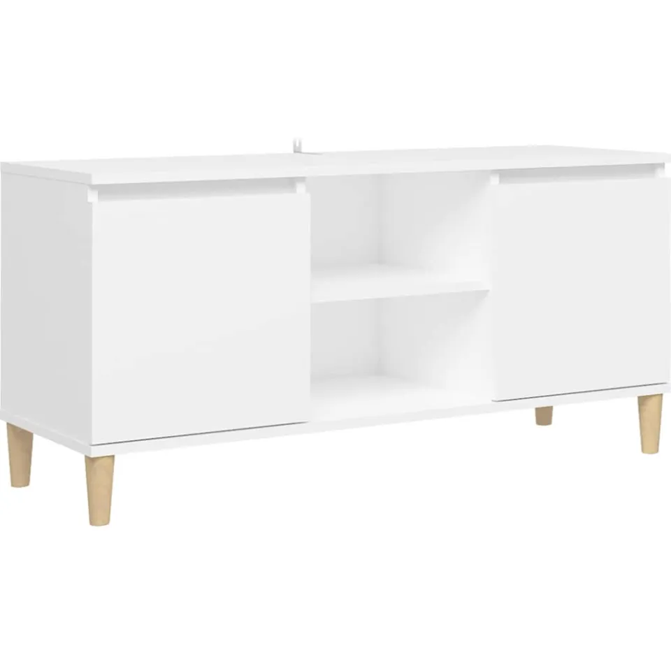 vidaXL Tv-meubel met massief houten poten 103,5x35x50 cm wit