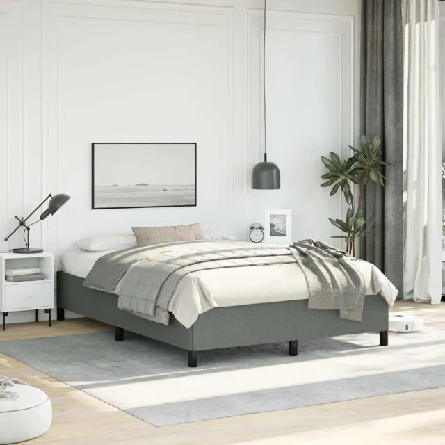 vidaXL Bedframe zonder matras donkergrijs 137x190 cm stof