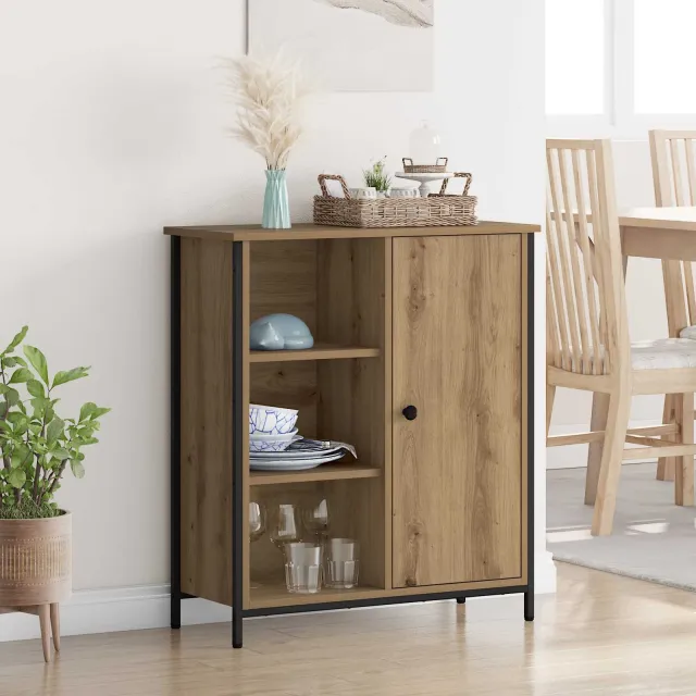 vidaXL Dressoir Artisan Eiken 70 x 30 x 80 cm Bewerkt hout