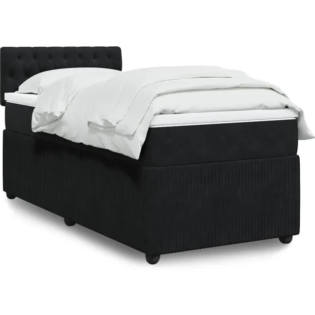 vidaXL Boxspring met matras fluweel zwart 90x200 cm