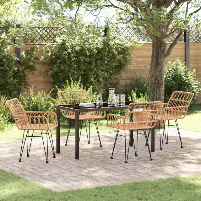 vidaXL Tuin eettafelset 5 st Bruin Gepoedercoat staal, foto 2