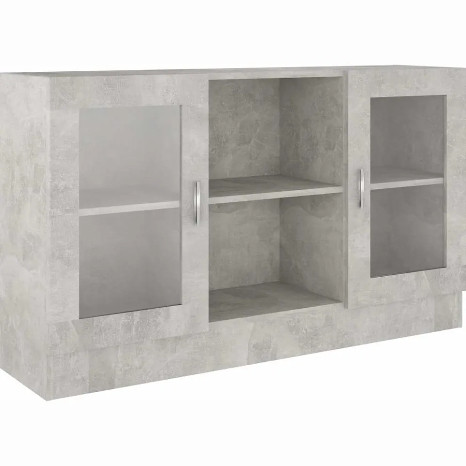 vidaXL Vitrinekast 120x30,5x70 cm bewerkt hout betongrijs grijs, foto 3