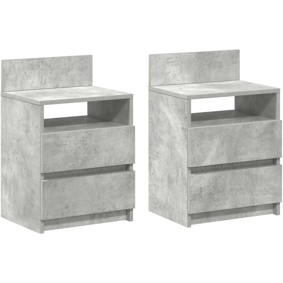 vidaXL Nachtkastjes 2 st met 2 lades 40x33x60 cm betongrijs grijs, foto 3
