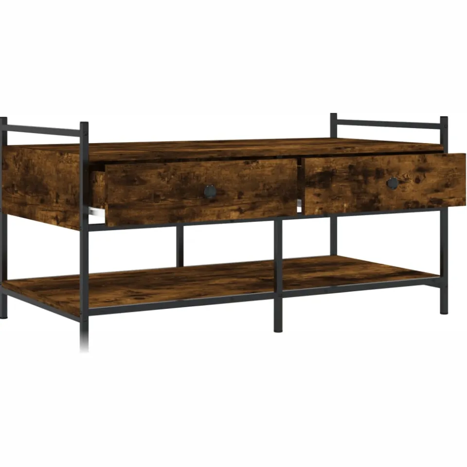 vidaXL Salontafel 99x50x50 cm bewerkt hout gerookt eikenkleurig Bruin