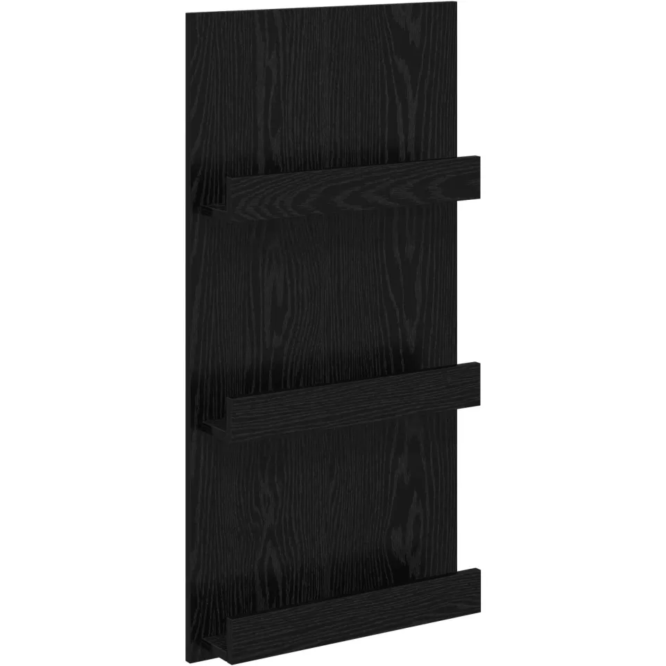 vidaXL Tijdschrift Rek Zwart Eiken 51 x 11 x 102 cm Bewerkt hout, foto 3