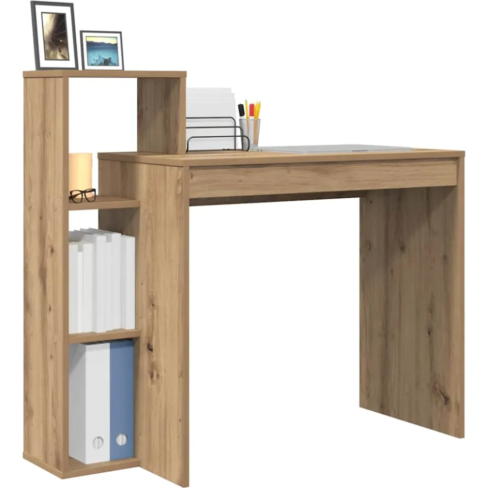 vidaXL Bureau Artisan Eiken 100 x 40 x 90 cm Bewerkt hout Bruin