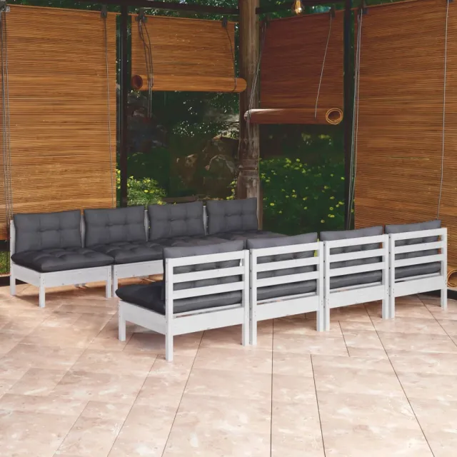 vidaXL 9-delige Loungeset met kussens massief grenenhout wit, foto 2