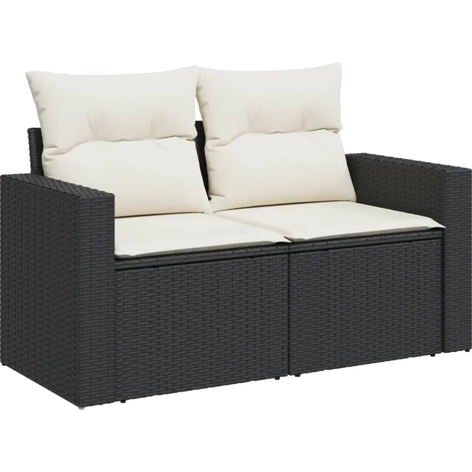 vidaXL 7-delige Loungeset met kussens poly rattan zwart