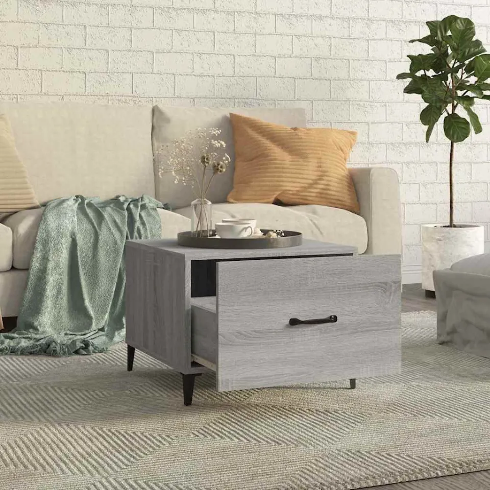 vidaXL Salontafels 2 st met metalen poten 50x50x40 cm grijs sonoma, foto 3