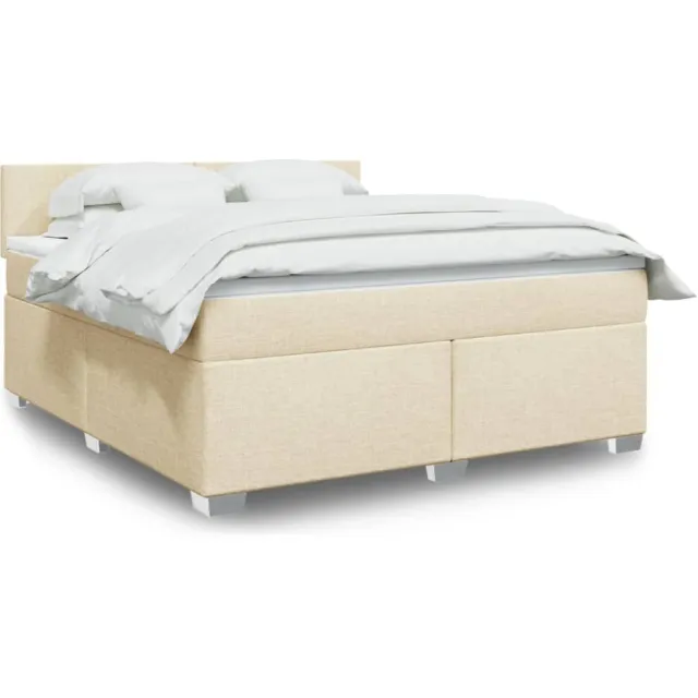 vidaXL Boxspring met matras stof crèmekleurig 180x200 cm
